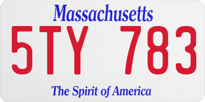 MA license plate 5TY783