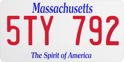 MA license plate 5TY792