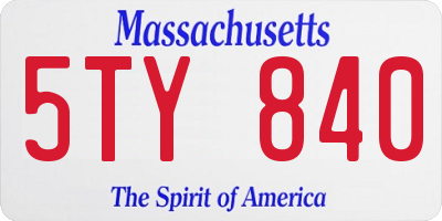 MA license plate 5TY840