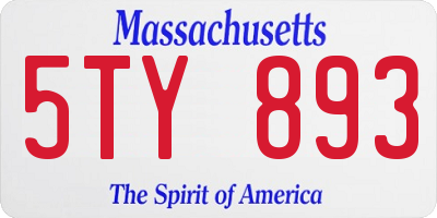 MA license plate 5TY893