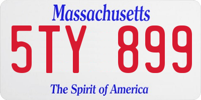 MA license plate 5TY899