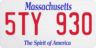 MA license plate 5TY930