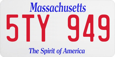 MA license plate 5TY949