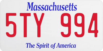 MA license plate 5TY994