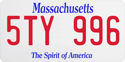 MA license plate 5TY996