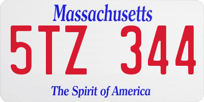 MA license plate 5TZ344