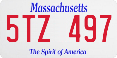 MA license plate 5TZ497