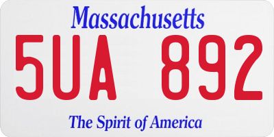 MA license plate 5UA892