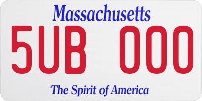 MA license plate 5UB000