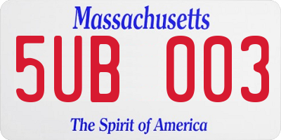 MA license plate 5UB003