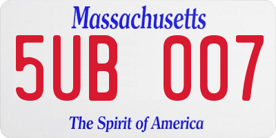 MA license plate 5UB007