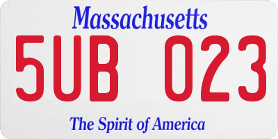 MA license plate 5UB023