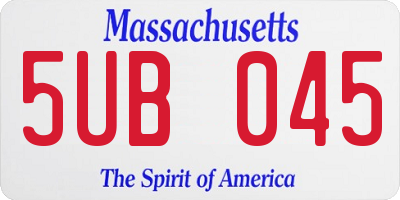 MA license plate 5UB045