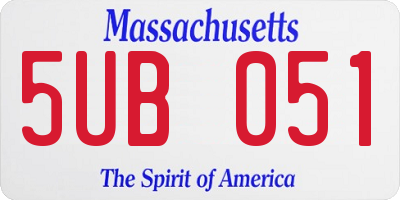 MA license plate 5UB051