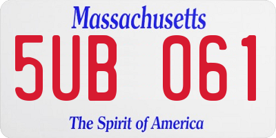MA license plate 5UB061