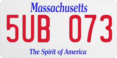MA license plate 5UB073