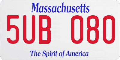 MA license plate 5UB080