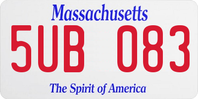 MA license plate 5UB083
