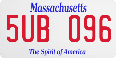 MA license plate 5UB096
