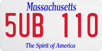MA license plate 5UB110