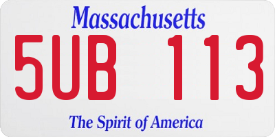MA license plate 5UB113