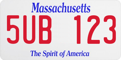 MA license plate 5UB123