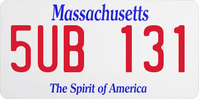 MA license plate 5UB131