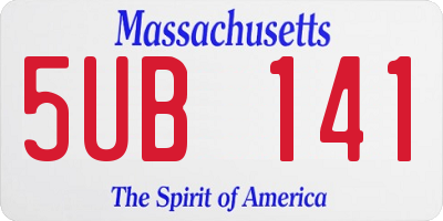 MA license plate 5UB141