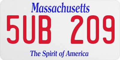 MA license plate 5UB209