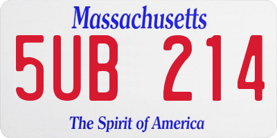 MA license plate 5UB214