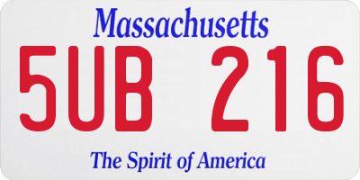 MA license plate 5UB216