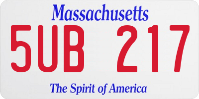 MA license plate 5UB217
