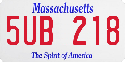 MA license plate 5UB218