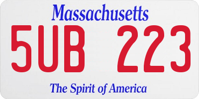 MA license plate 5UB223
