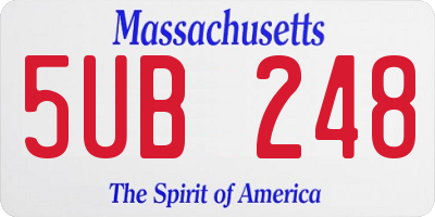 MA license plate 5UB248