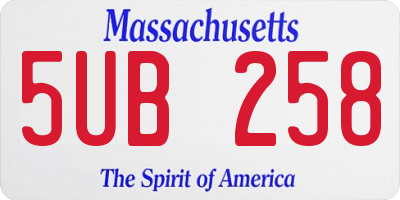 MA license plate 5UB258