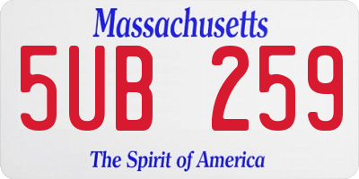 MA license plate 5UB259