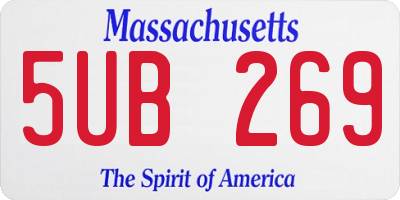 MA license plate 5UB269