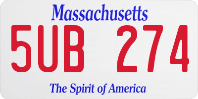MA license plate 5UB274