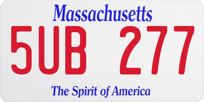 MA license plate 5UB277
