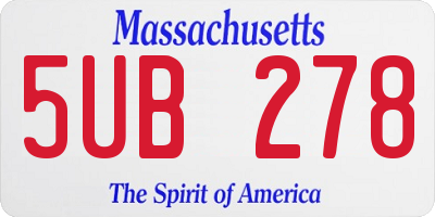 MA license plate 5UB278