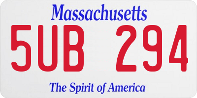 MA license plate 5UB294