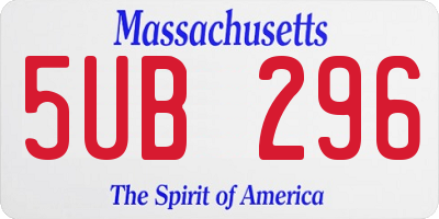MA license plate 5UB296