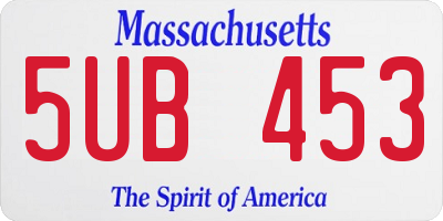 MA license plate 5UB453