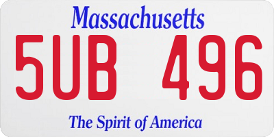 MA license plate 5UB496