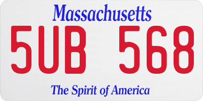 MA license plate 5UB568