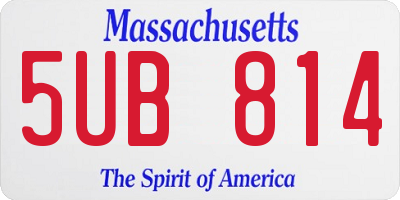MA license plate 5UB814