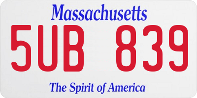 MA license plate 5UB839