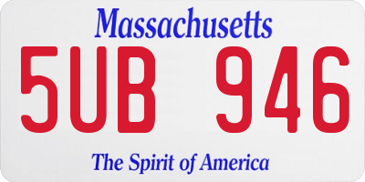 MA license plate 5UB946