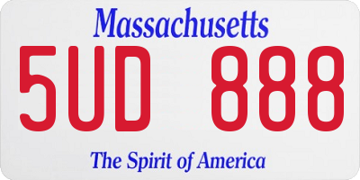 MA license plate 5UD888